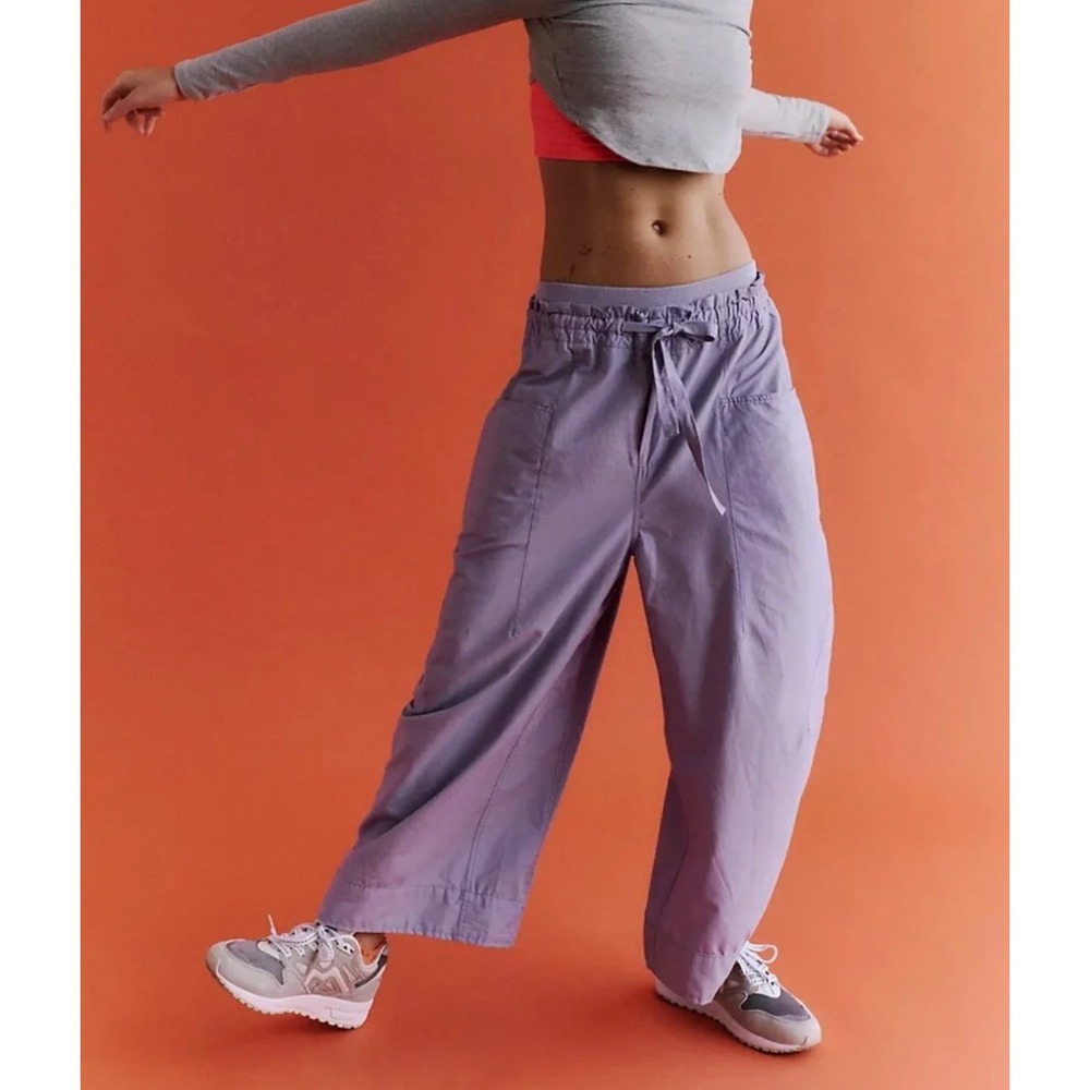 FP Movement Womens Fresh Start Barrel Leg Pants Size M Purple Athleisure Sporty